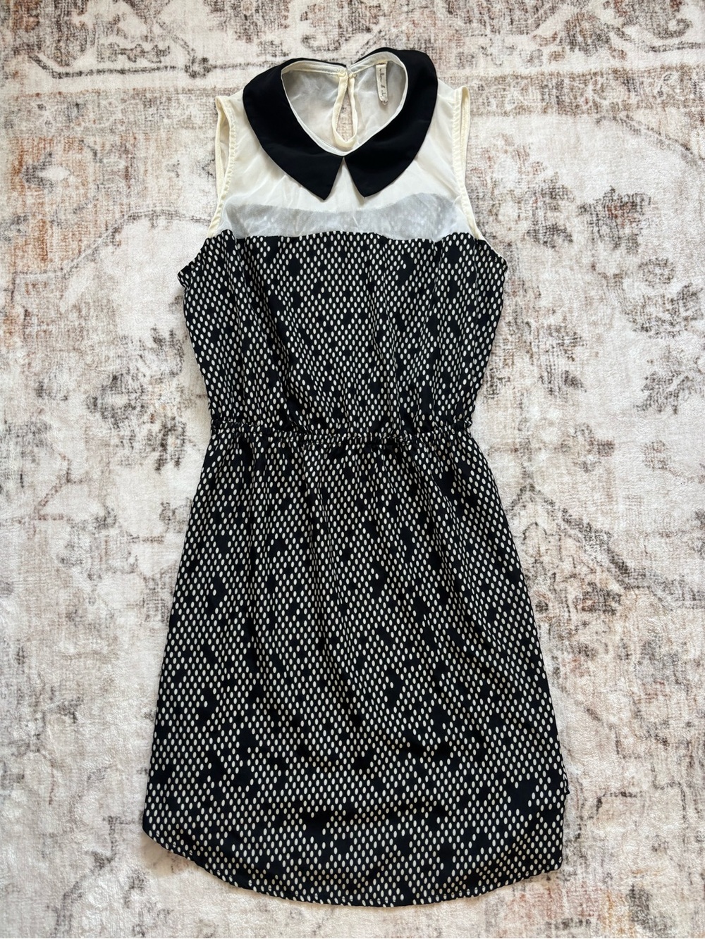 👗XS Polka Dot Sleeveless Dress with Peter Pan Collar